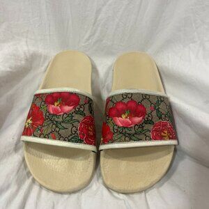 Gucci GG Slide Flora Print - Beige